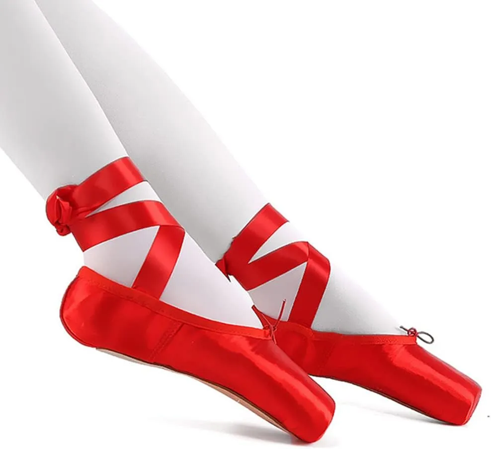 Girl's Canvas Ballet Dance Toe Shoes Professional Satin Pointe Shoes