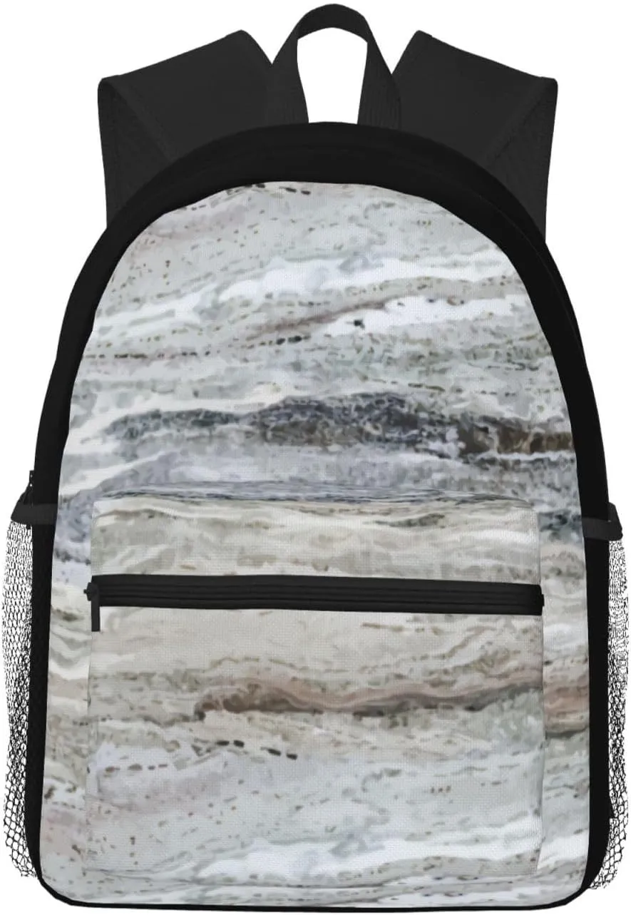 Grey Granite Stone Look Pattern Lightweight Comfort Backpack – Water-Resistant Casual Daypack, Spacious Travel Bag With Laptop Compartment For Work Hiking