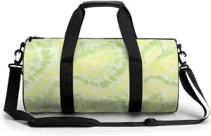Gym Bag 17in for Men Women, Waterproof Foldable Sports Organizer, Durable Workout Travel Duffle Bag, Pale Yellow And Light Green Tie Dye-63