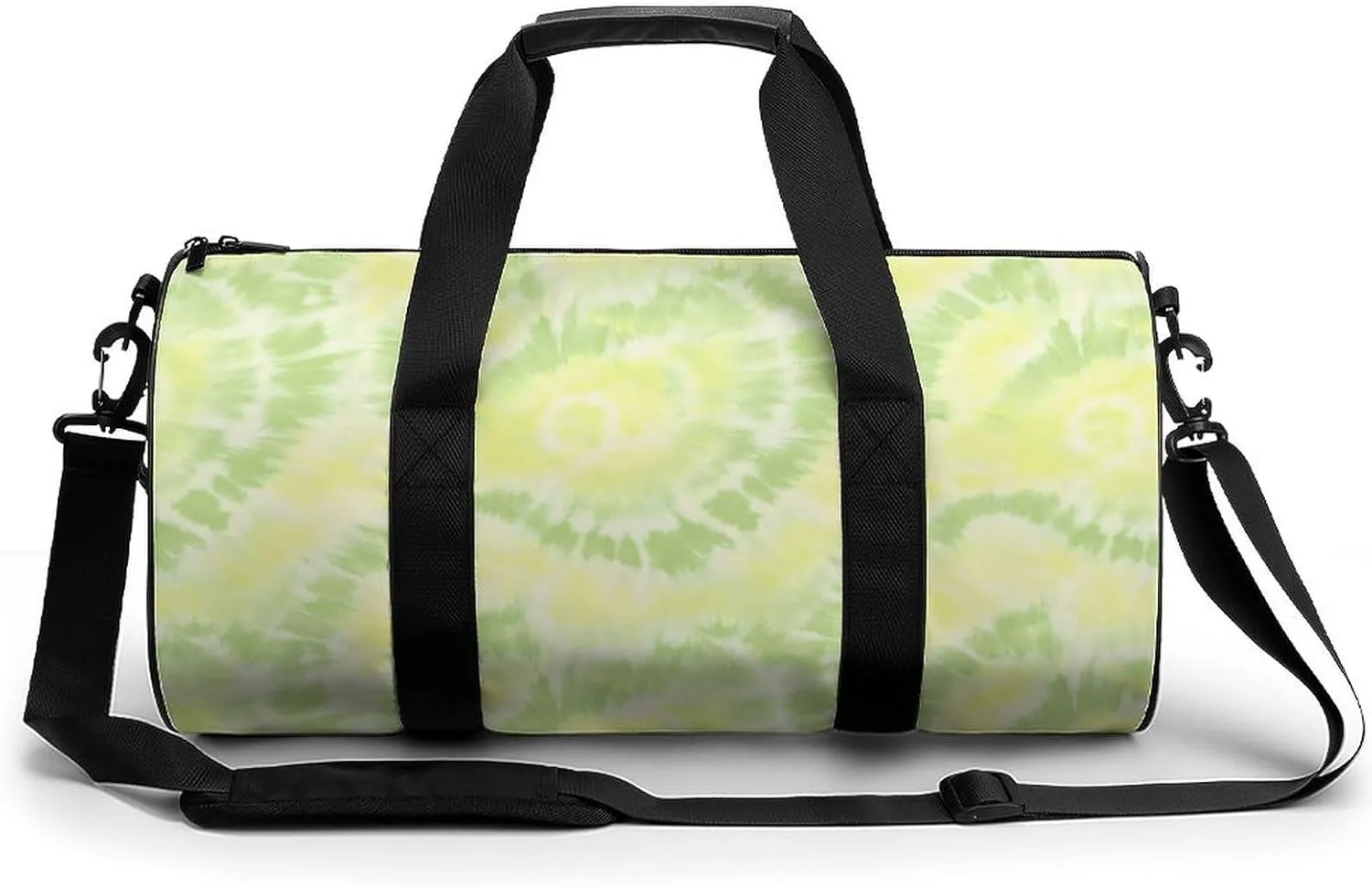 Gym Bag 17in for Men Women, Waterproof Foldable Sports Organizer, Durable Workout Travel Duffle Bag, Pale Yellow And Light Green Tie Dye-63