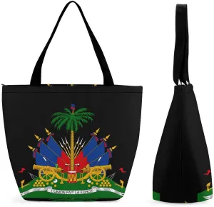 Haitian Coat of Arms Emblem Women's Tote Bag Casual Shopping Bags Fashion Handbags Gifts for Travel Work Holiday