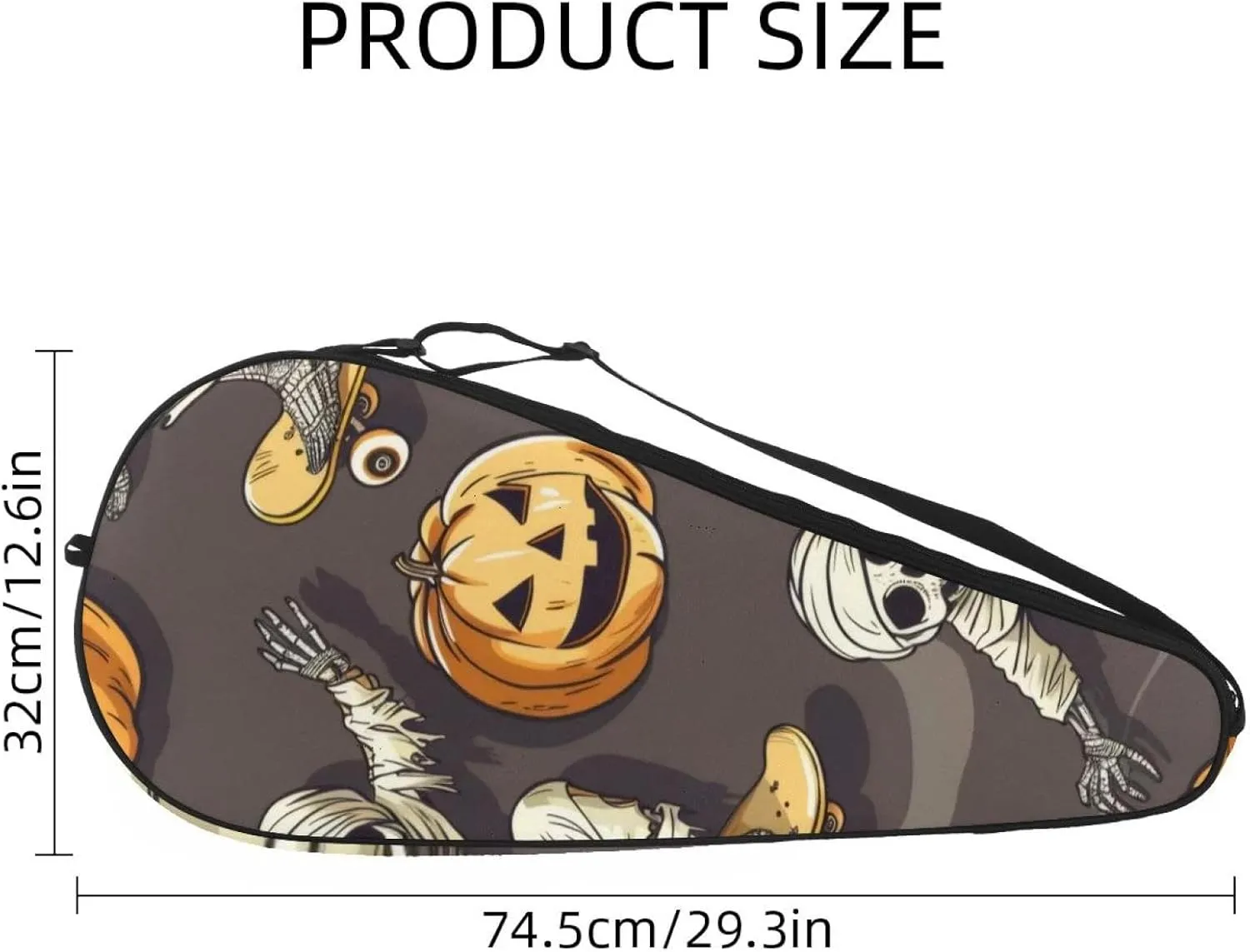 Halloween Ghost Seamless Pattern Racquet Tennis Bag Lightweight Racquet Holder for Beginner Tennis Players