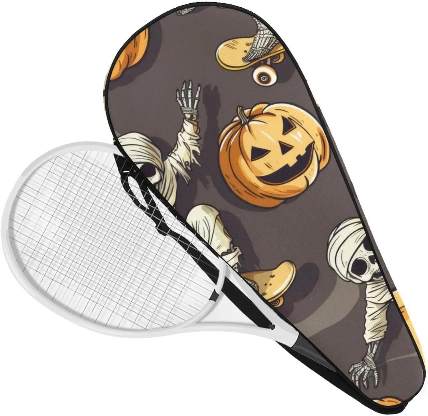 Halloween Ghost Seamless Pattern Racquet Tennis Bag Lightweight Racquet Holder for Beginner Tennis Players