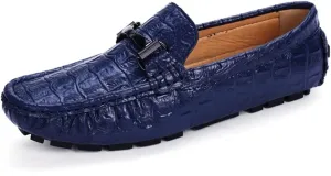 HOOENG Men's Loafers Crocodile Print PU Leather Moccasins Shoes Flexible Comfortable Anti-Slip Fashion Wedding Slip-ons