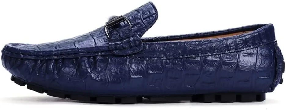 HOOENG Men's Loafers Crocodile Print PU Leather Moccasins Shoes Flexible Comfortable Anti-Slip Fashion Wedding Slip-ons