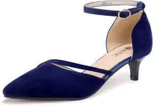 IDIFU Women IN2 Maxine Low Kitten Heels Dress Pumps Wedding Evening Formal Elegant Closed Toe Shoes for Women Bride