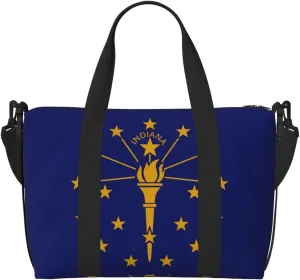 Indiana State Flag Hand-held messenger travel bag, suitable for work, travel, fitness, tourism, women's casual handbag with zipper,