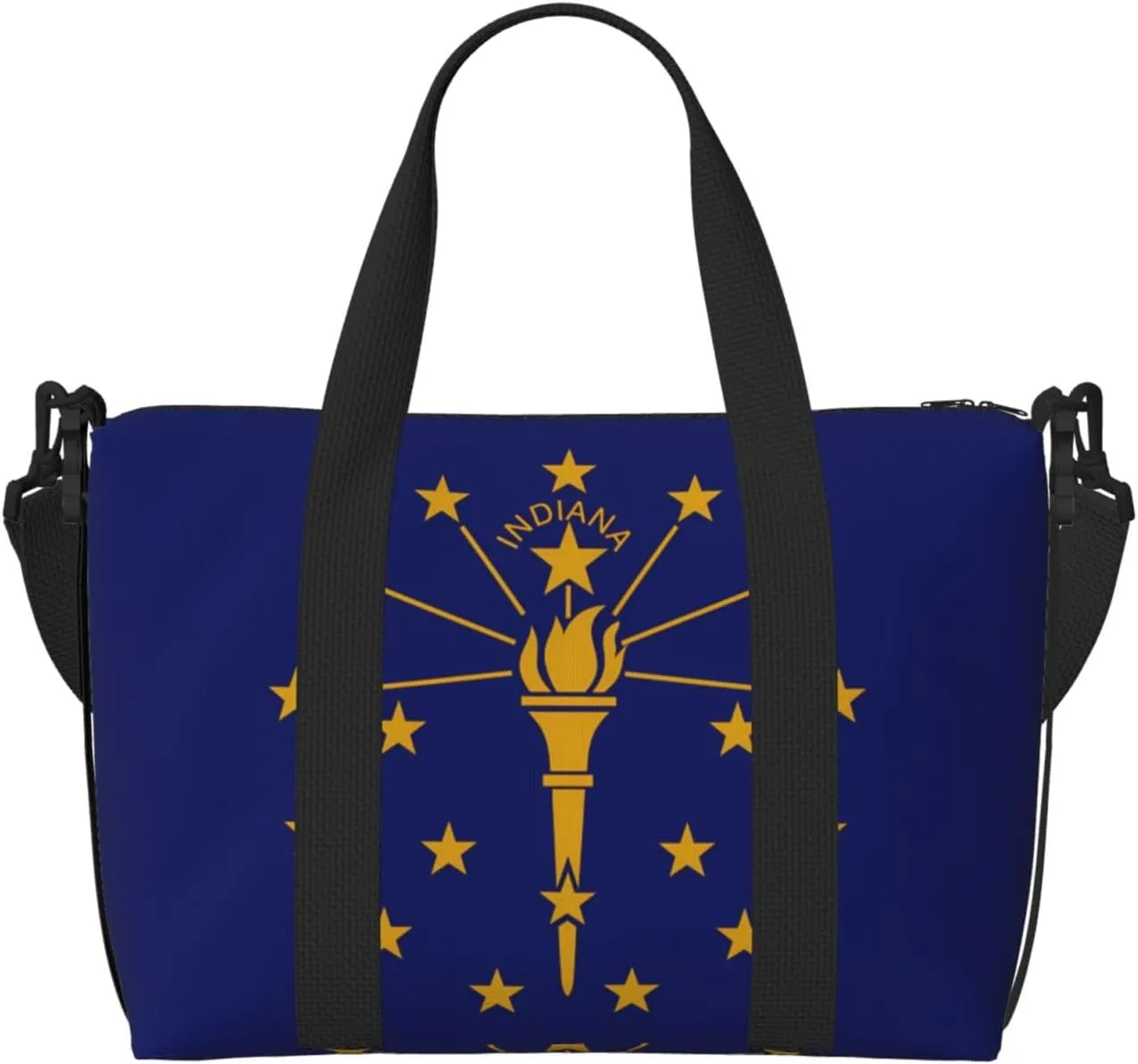 Indiana State Flag Hand-held messenger travel bag, suitable for work, travel, fitness, tourism, women's casual handbag with zipper,