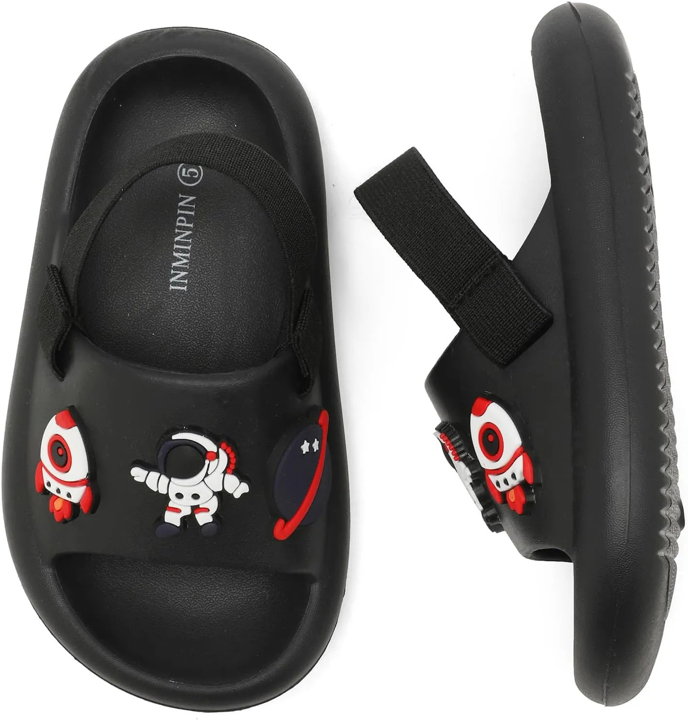 INMINPIN Toddler Boys Girls Slides Sandals Comfort Beach Pool Shower Slippers with Elastic Back Strap