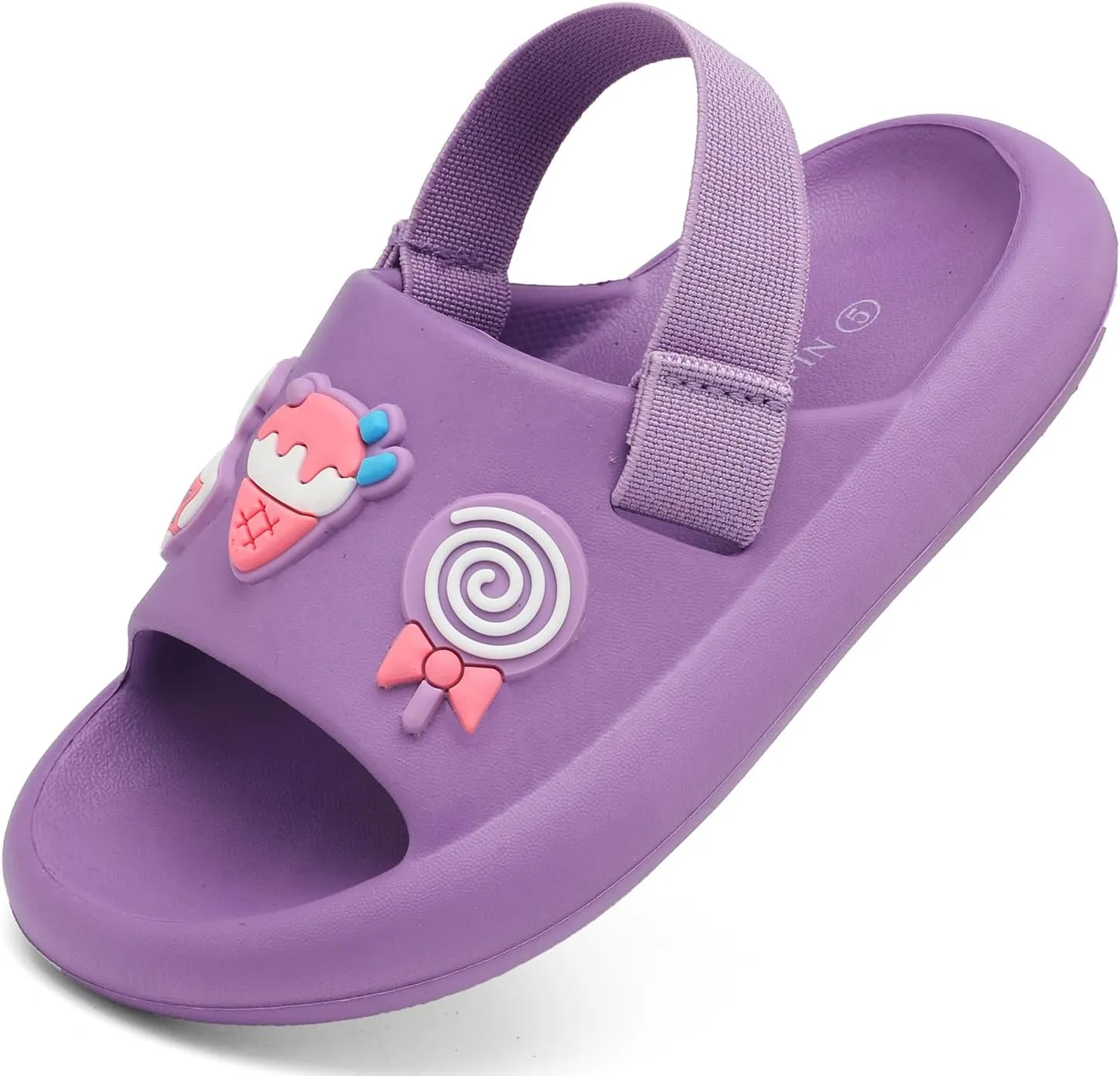 INMINPIN Toddler Boys Girls Slides Sandals Comfort Beach Pool Shower Slippers with Elastic Back Strap