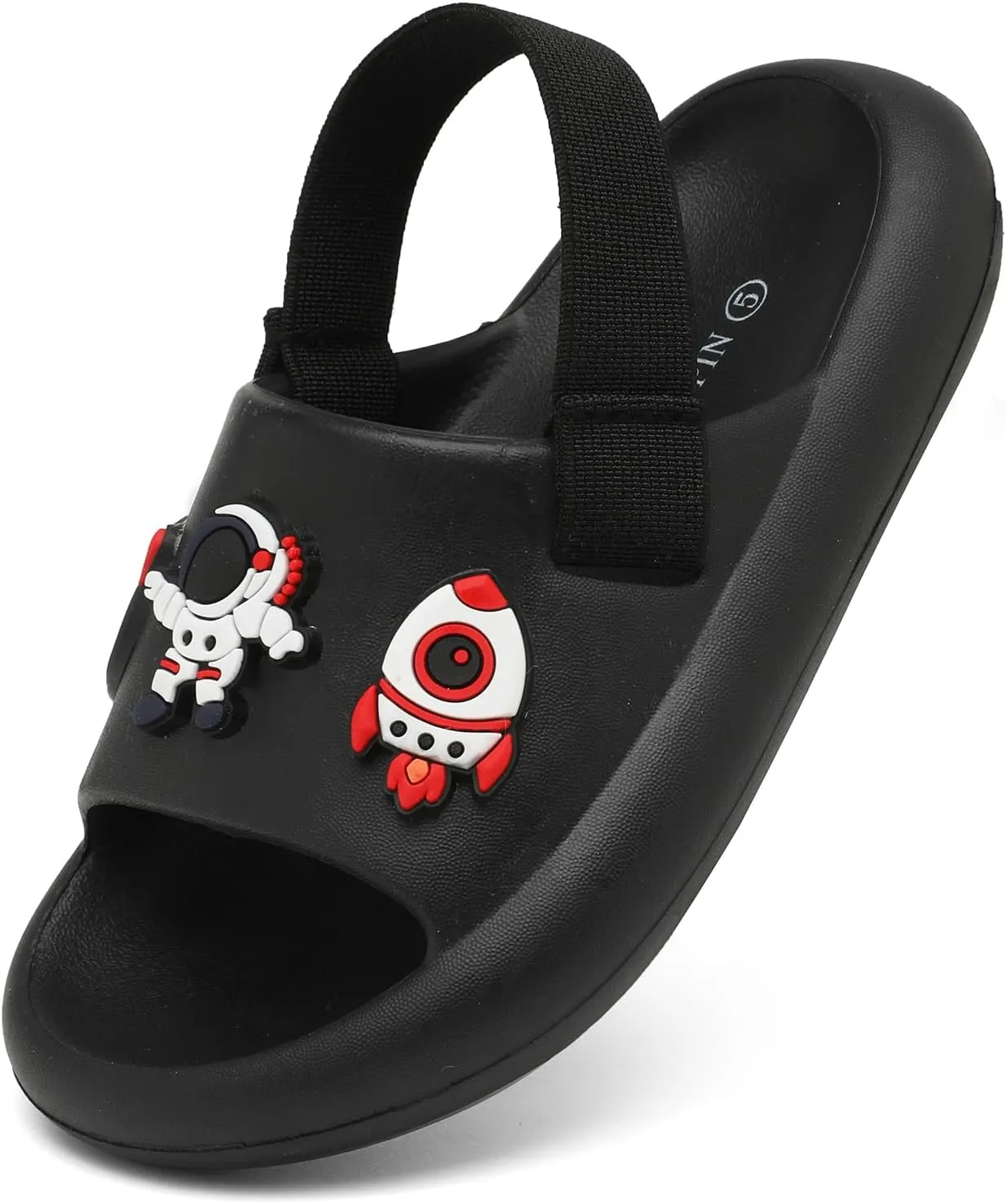 INMINPIN Toddler Boys Girls Slides Sandals Comfort Beach Pool Shower Slippers with Elastic Back Strap