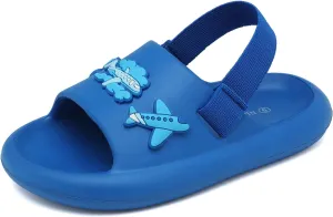 INMINPIN Toddler Boys Girls Slides Sandals Comfort Beach Pool Shower Slippers with Elastic Back Strap