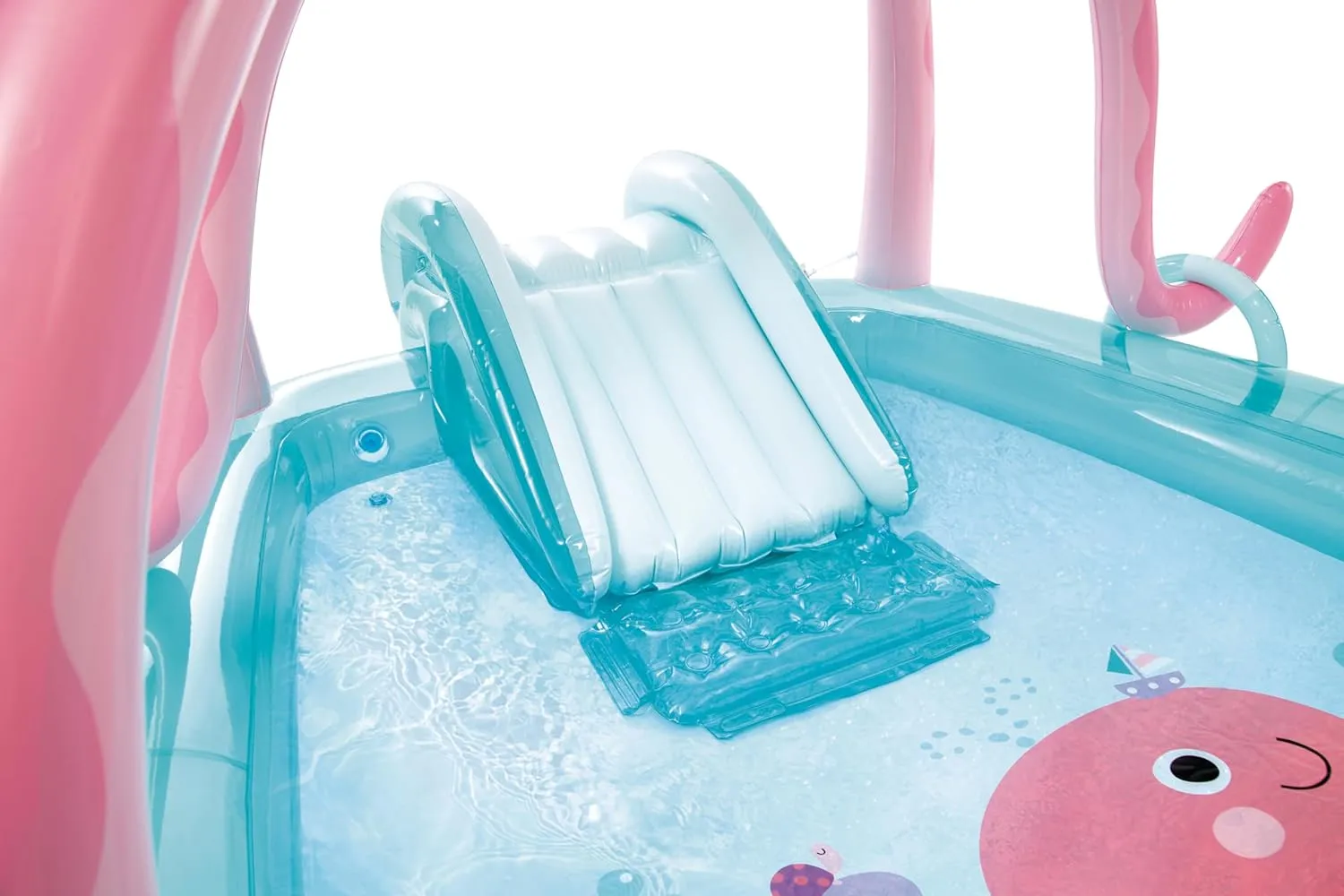 INTEX Friendly Octopus Inflatable Kiddie Pool: Inflatable Kids Pool with Water Sprayer and Slide – Splash Pad – 92" x 72" x 59" – Ages 3 