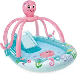 INTEX Friendly Octopus Inflatable Kiddie Pool: Inflatable Kids Pool with Water Sprayer and Slide – Splash Pad – 92" x 72" x 59" – Ages 3 
