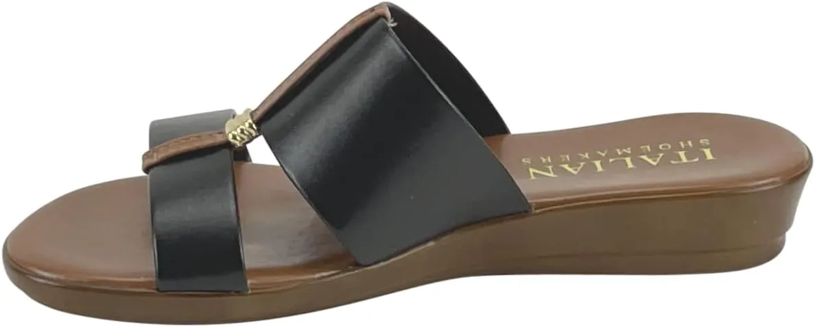 ITALIAN Shoemakers Women's Sofy Wedge Sandal, Comfort Casual Open Toe – Made in Italy, 1.5" Heel