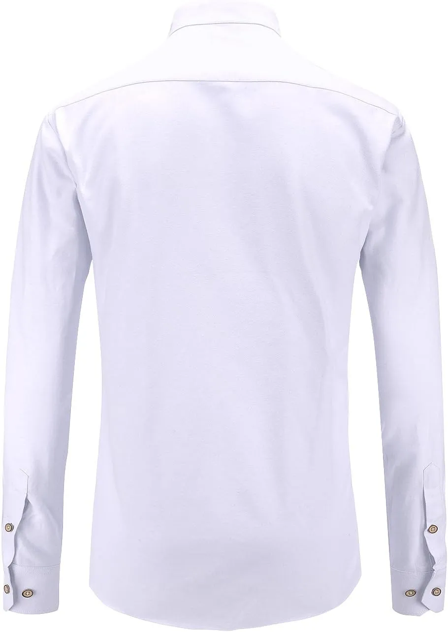 Jandukar Banded Collar Dress Shirts for Men Long Sleeve Oxford Button Down Mandarin Collar Shirt