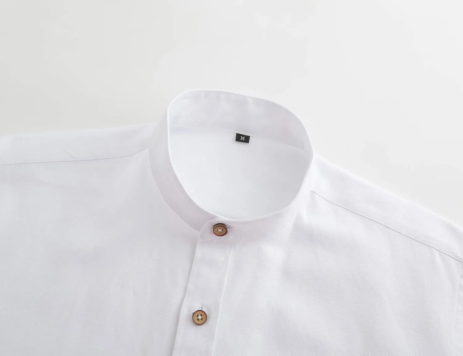 Jandukar Banded Collar Dress Shirts for Men Long Sleeve Oxford Button Down Mandarin Collar Shirt