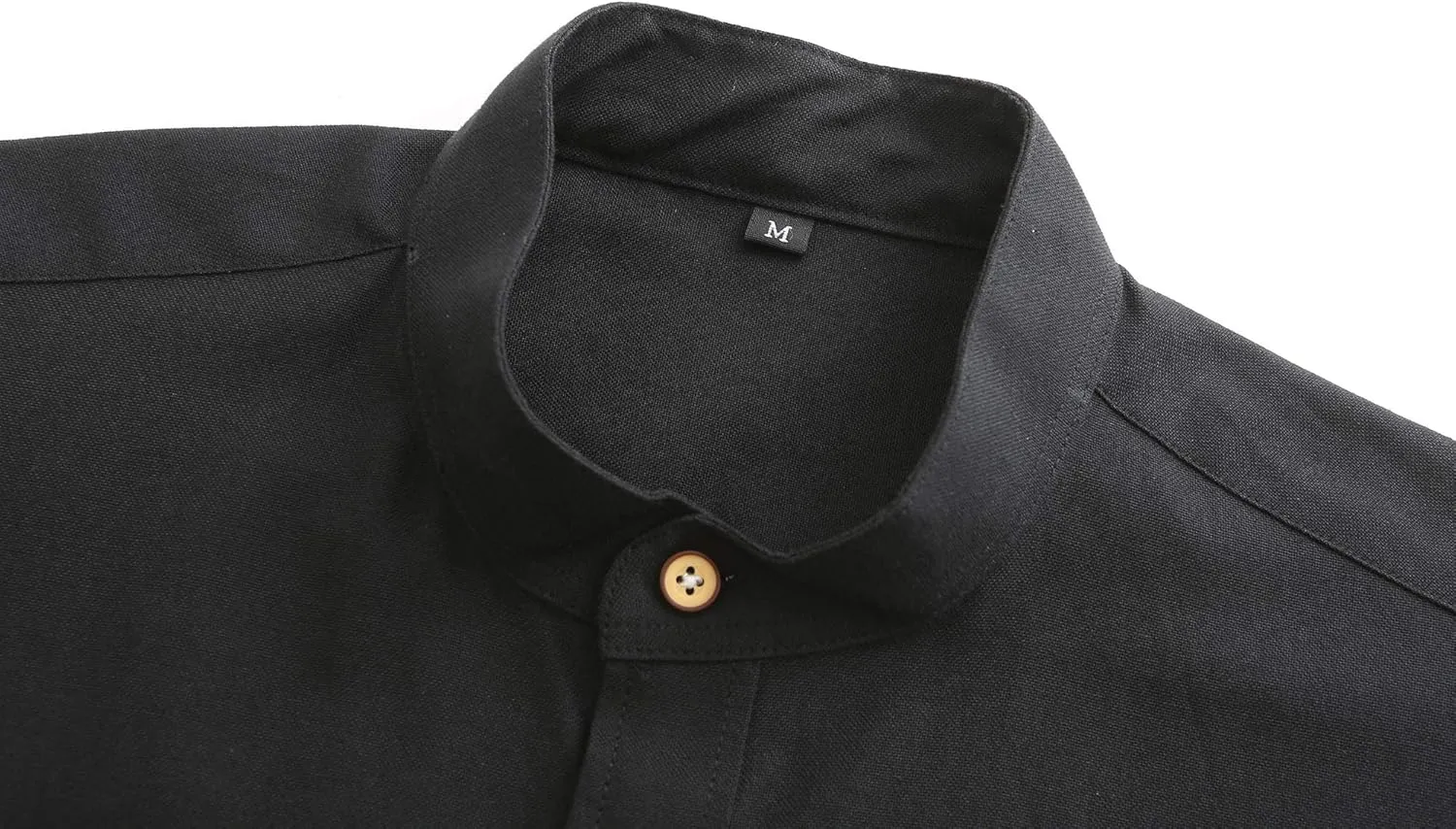 Jandukar Banded Collar Dress Shirts for Men Long Sleeve Oxford Button Down Mandarin Collar Shirt
