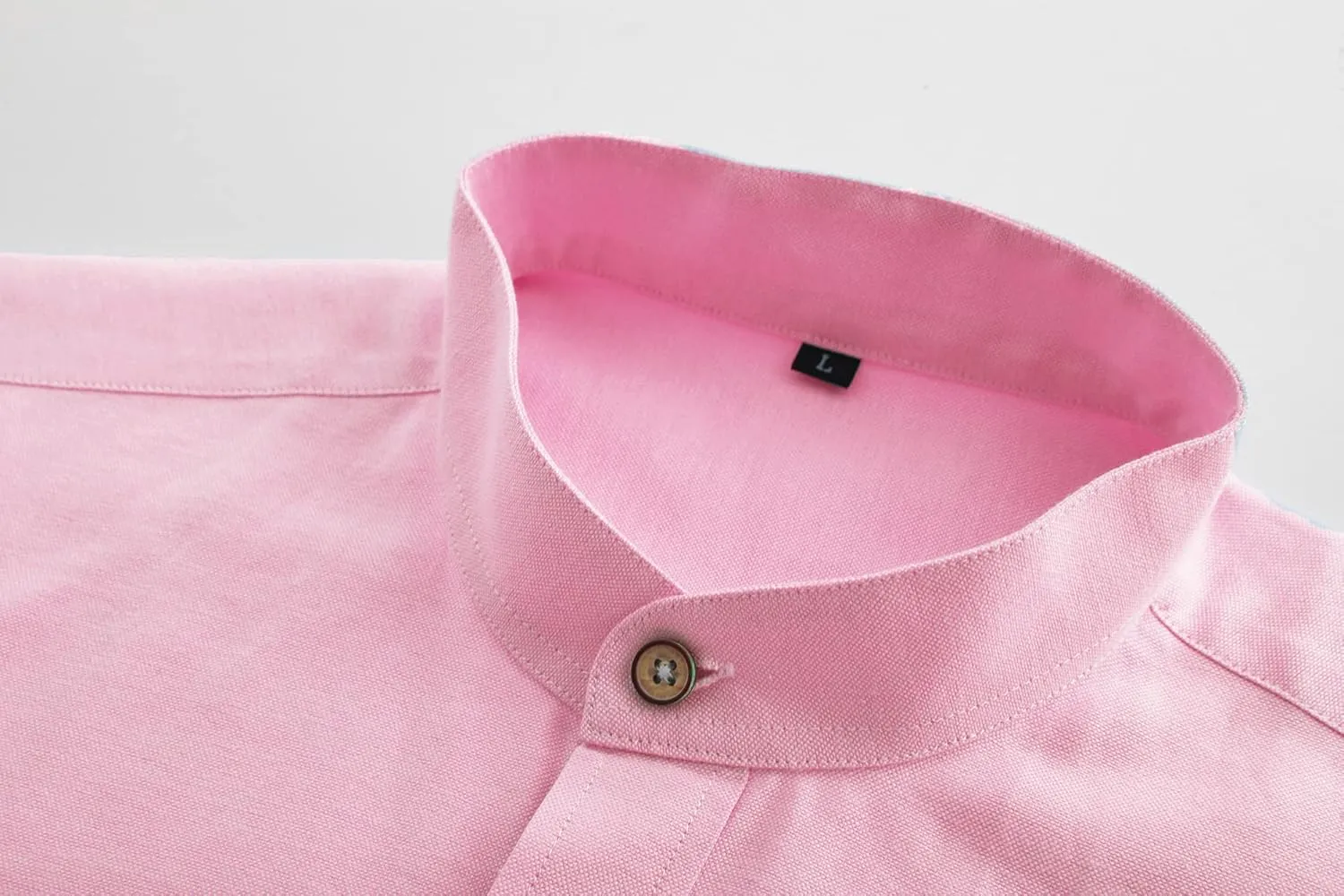Jandukar Banded Collar Dress Shirts for Men Long Sleeve Oxford Button Down Mandarin Collar Shirt