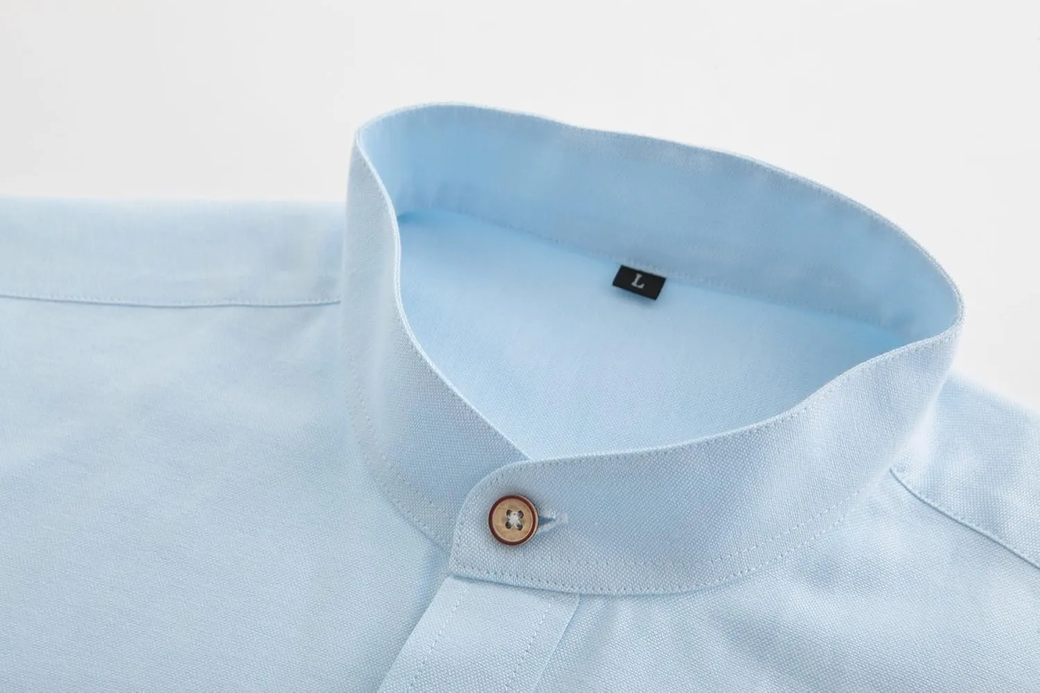 Jandukar Banded Collar Dress Shirts for Men Long Sleeve Oxford Button Down Mandarin Collar Shirt