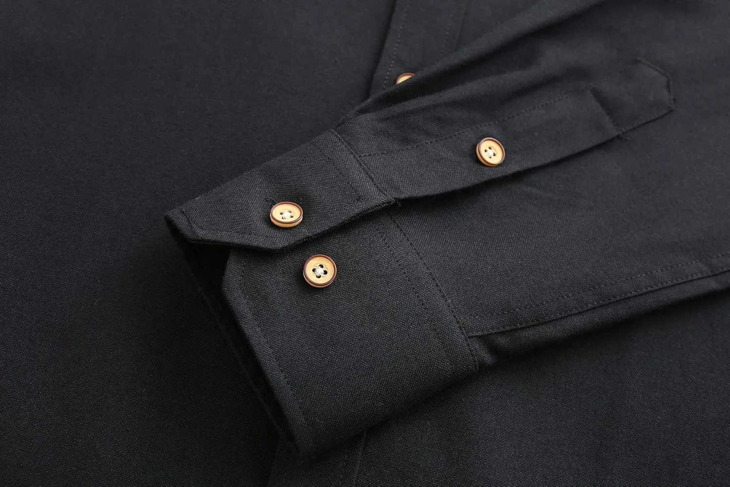 Jandukar Banded Collar Dress Shirts for Men Long Sleeve Oxford Button Down Mandarin Collar Shirt