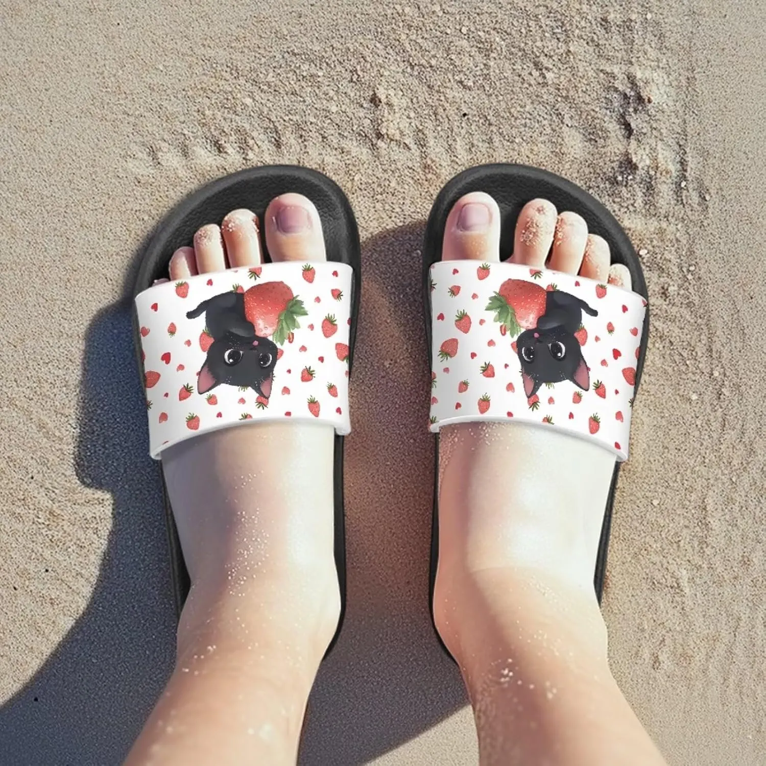 Jeiento Kids Cat Slide Sandals Comfort Sport Slippers Lightweight Non Slip Beach Sandals Children Shower Shoes