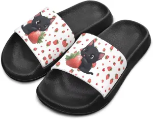 Jeiento Kids Cat Slide Sandals Comfort Sport Slippers Lightweight Non Slip Beach Sandals Children Shower Shoes