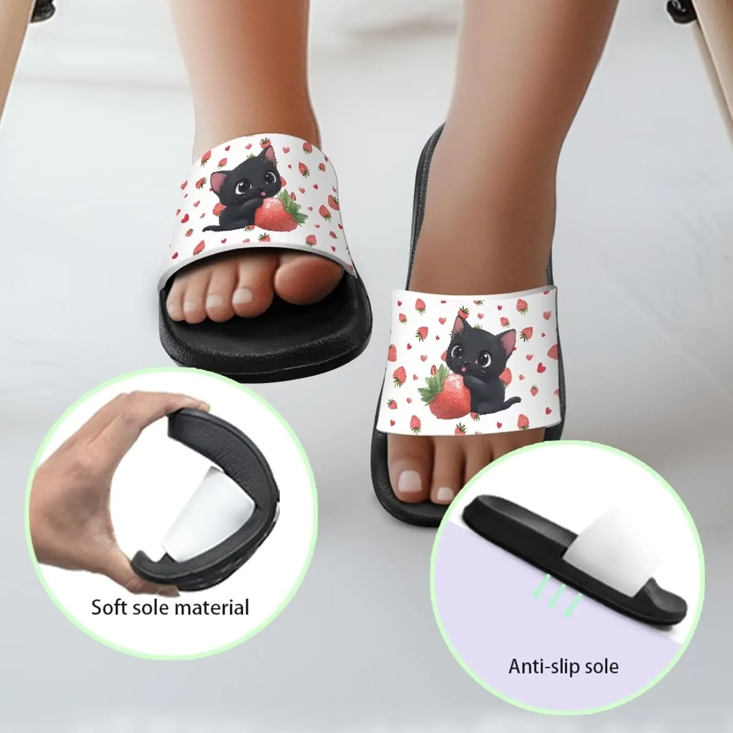 Jeiento Kids Cat Slide Sandals Comfort Sport Slippers Lightweight Non Slip Beach Sandals Children Shower Shoes
