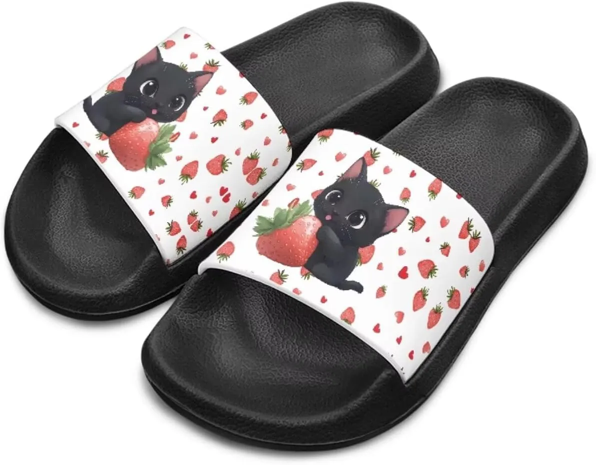 Jeiento Kids Cat Slide Sandals Comfort Sport Slippers Lightweight Non Slip Beach Sandals Children Shower Shoes