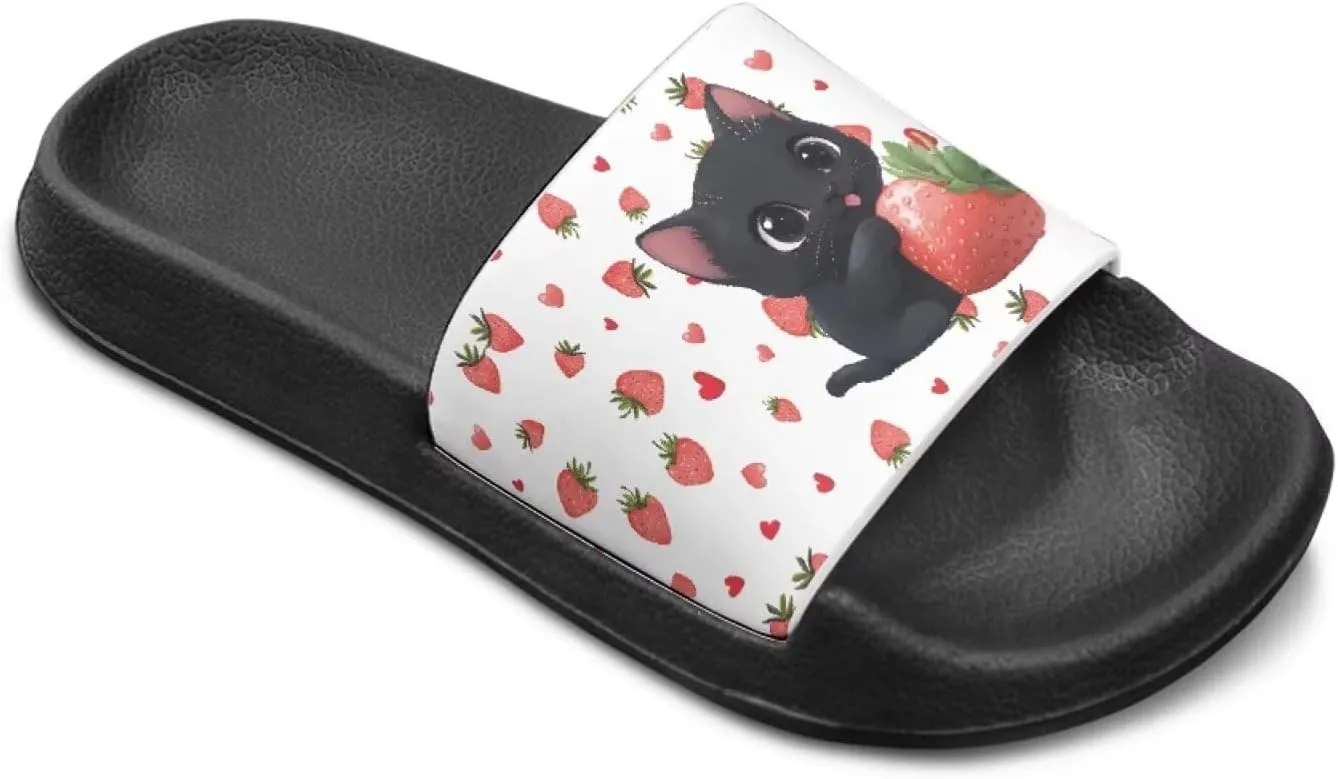 Jeiento Kids Cat Slide Sandals Comfort Sport Slippers Lightweight Non Slip Beach Sandals Children Shower Shoes
