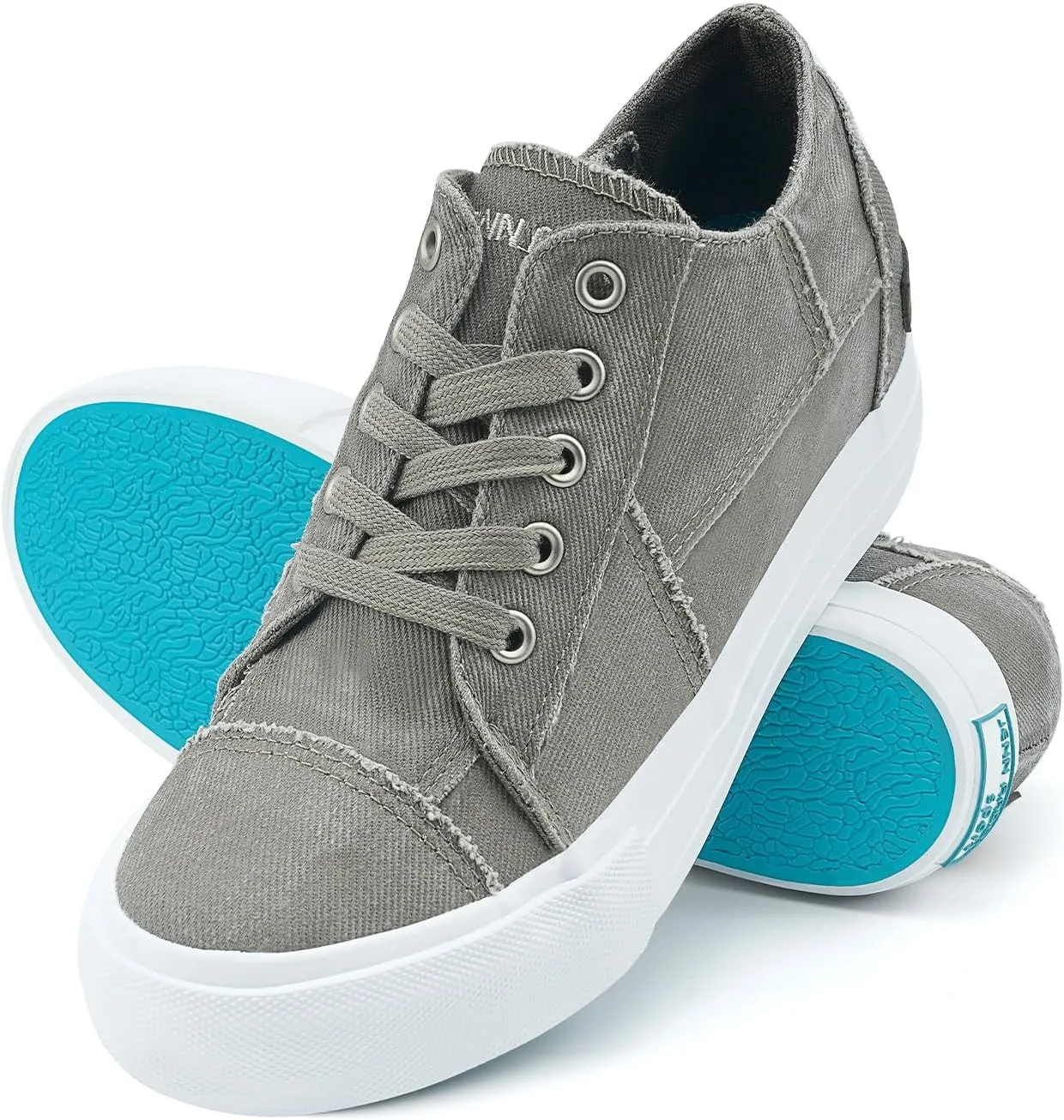 JENN ARDOR Women's Fashion Sneakers Hidden Wedges High Top Zipper Lace Up Platform Sneakers Ladies Walking Casual Canvas Slip On Comfortable Shoes