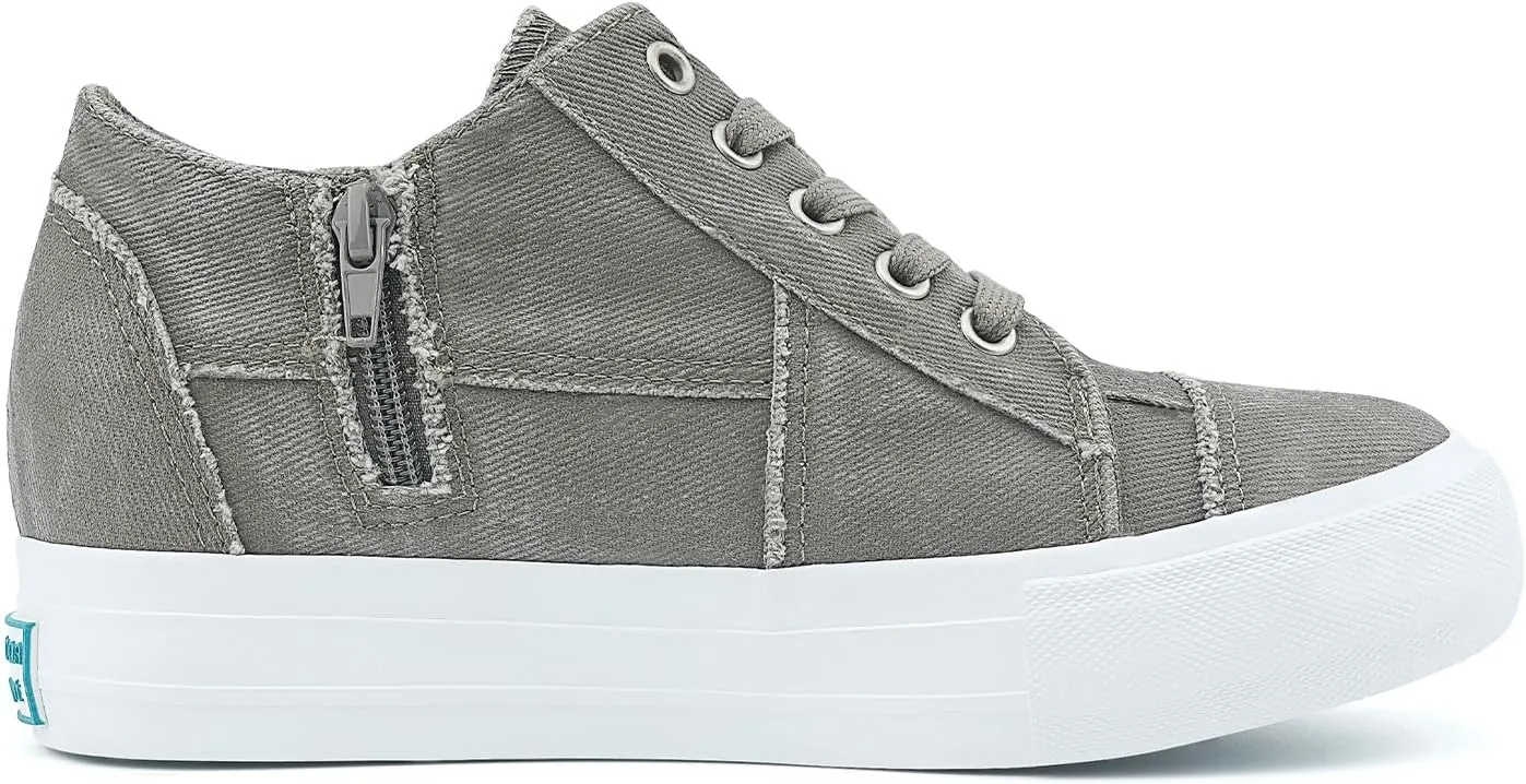 JENN ARDOR Women's Fashion Sneakers Hidden Wedges High Top Zipper Lace Up Platform Sneakers Ladies Walking Casual Canvas Slip On Comfortable Shoes