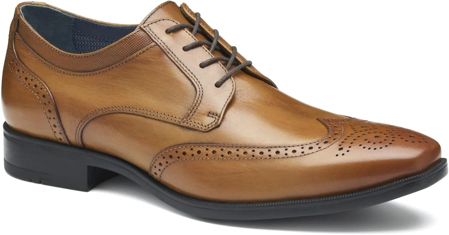 Johnston & Murphy Gibbons Wingtip Slip-Ons, Modern Classic Men’s Dress Shoes, Leather Shoe for Men
