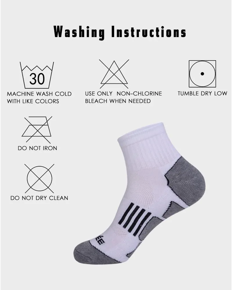 JOYNÉE Men's 6 Pack Athletic Performance Cushion Ankle Running Quarter Socks