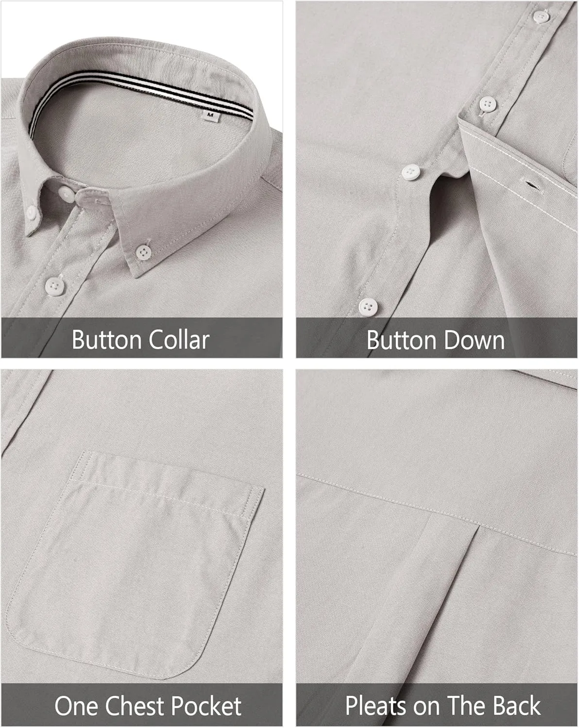J.VER Men's Oxford Shirt Solid Casual Button Down Collar Shirts Long Sleeve Dress Shirts with Pocket