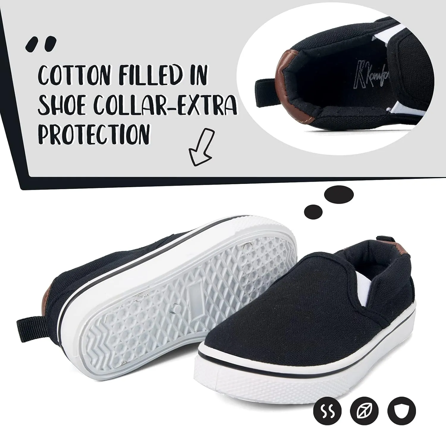 K KomForme Kids Shoes Toddlers Canvas Sneakers Slip on Walking Tennis Shoes for Boys Girls(Toddler/Little Kids/Big Kids)