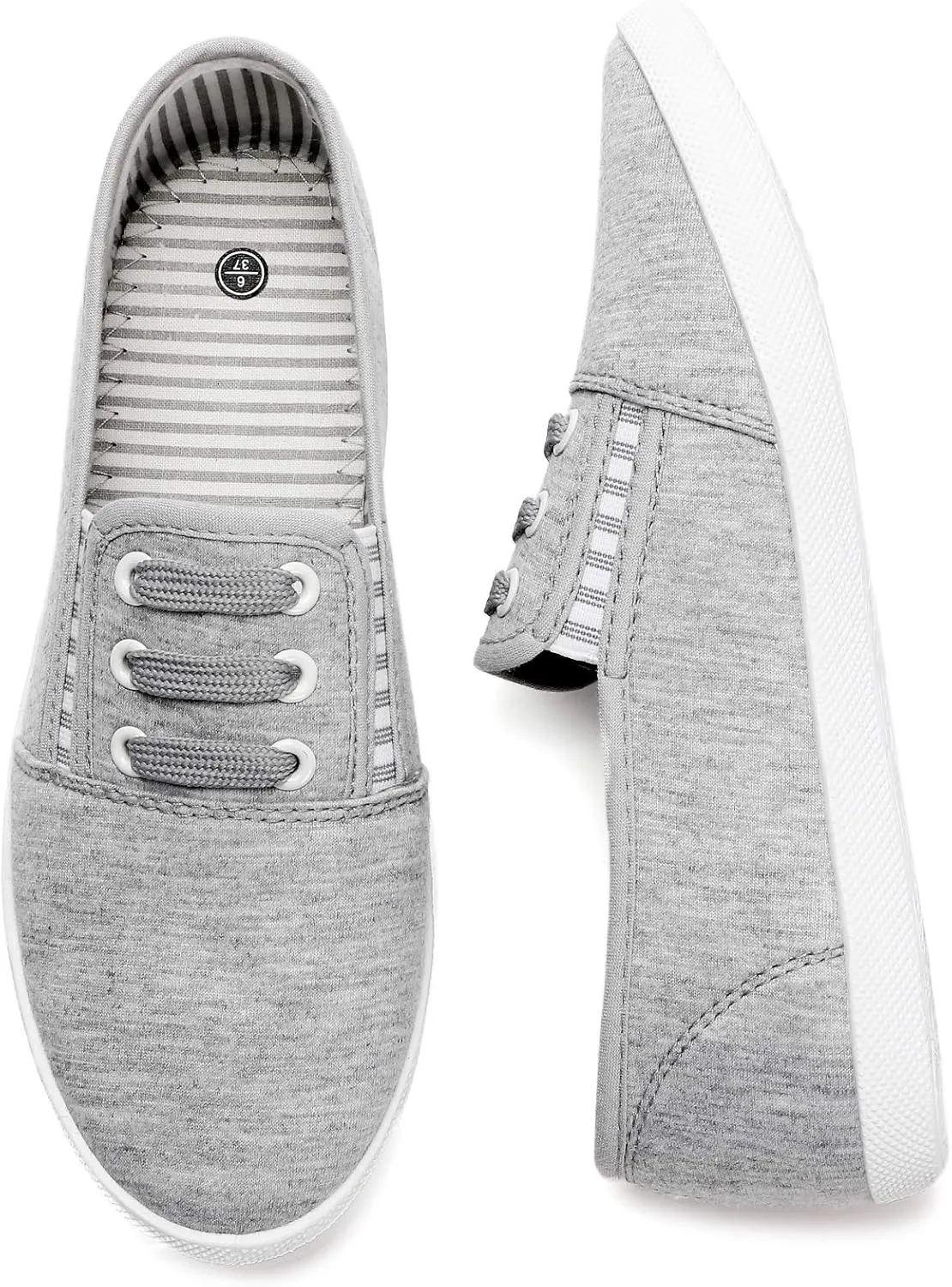kufeiti Women's Canvas Slip On Shoes Sneakers for Women Fashion Comfortable White Black Elastic Sneakers for Women