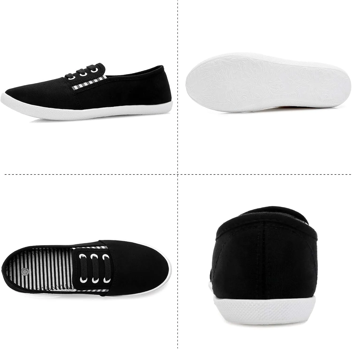 kufeiti Women's Canvas Slip On Shoes Sneakers for Women Fashion Comfortable White Black Elastic Sneakers for Women