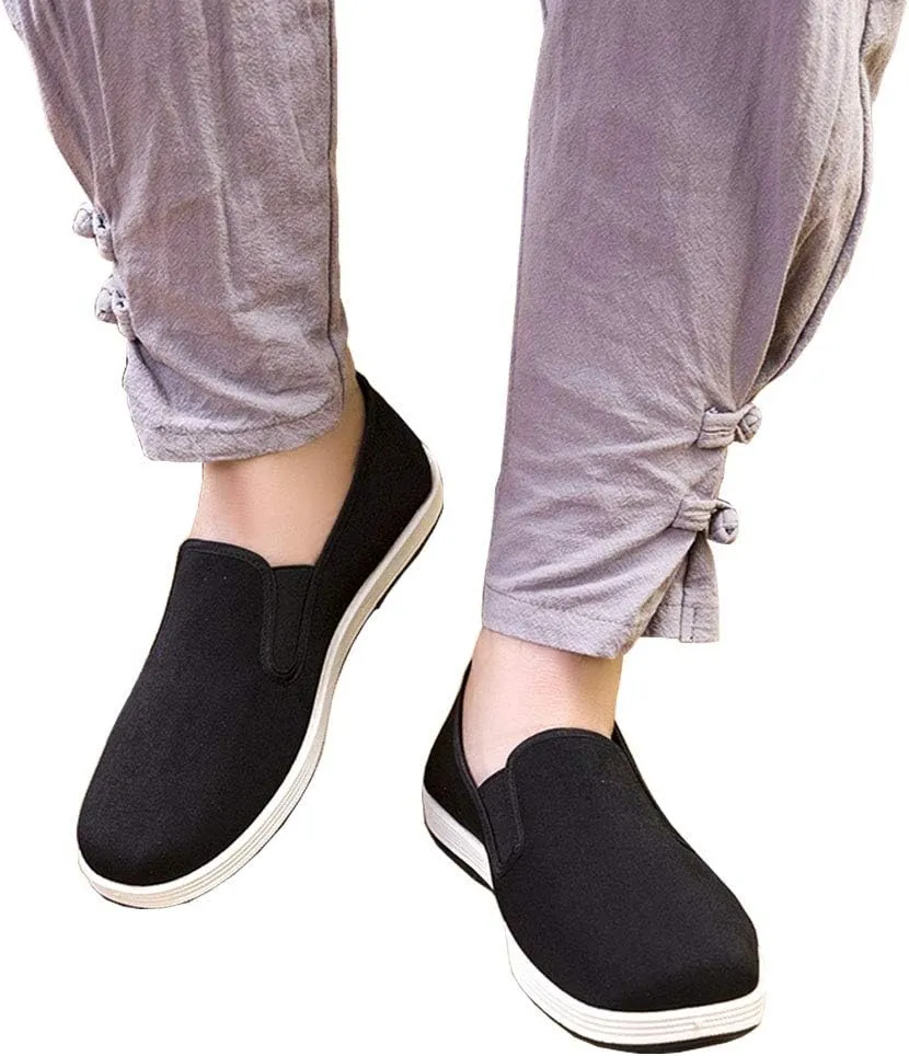 Kung Fu Tai Chi Martial Arts Shoes Rubber Sole Unisex Canvas Anti-Slip Fashion Qigong Trainerss Black