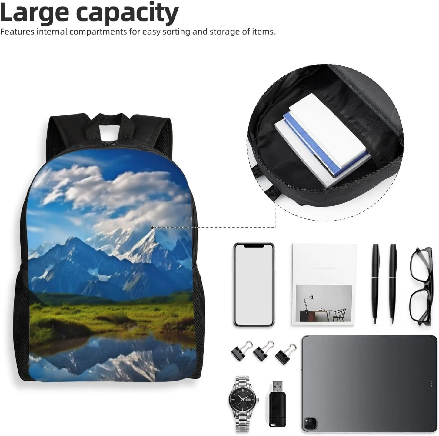 Laptop Backpack 16.1 Inch with Compartment Nature Landscape Laptop Bag Lightweight Casual Daypack for Travel