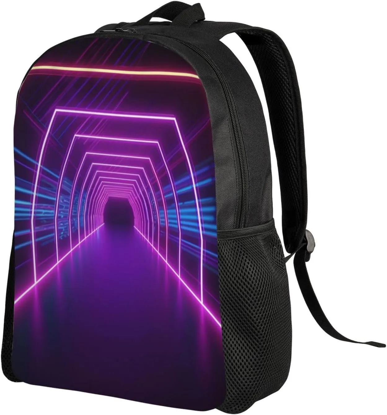 Laptop Backpack 16.1 Inch with Compartment Neon Lights Tunnel Laptop Bag Lightweight Casual Daypack for Travel