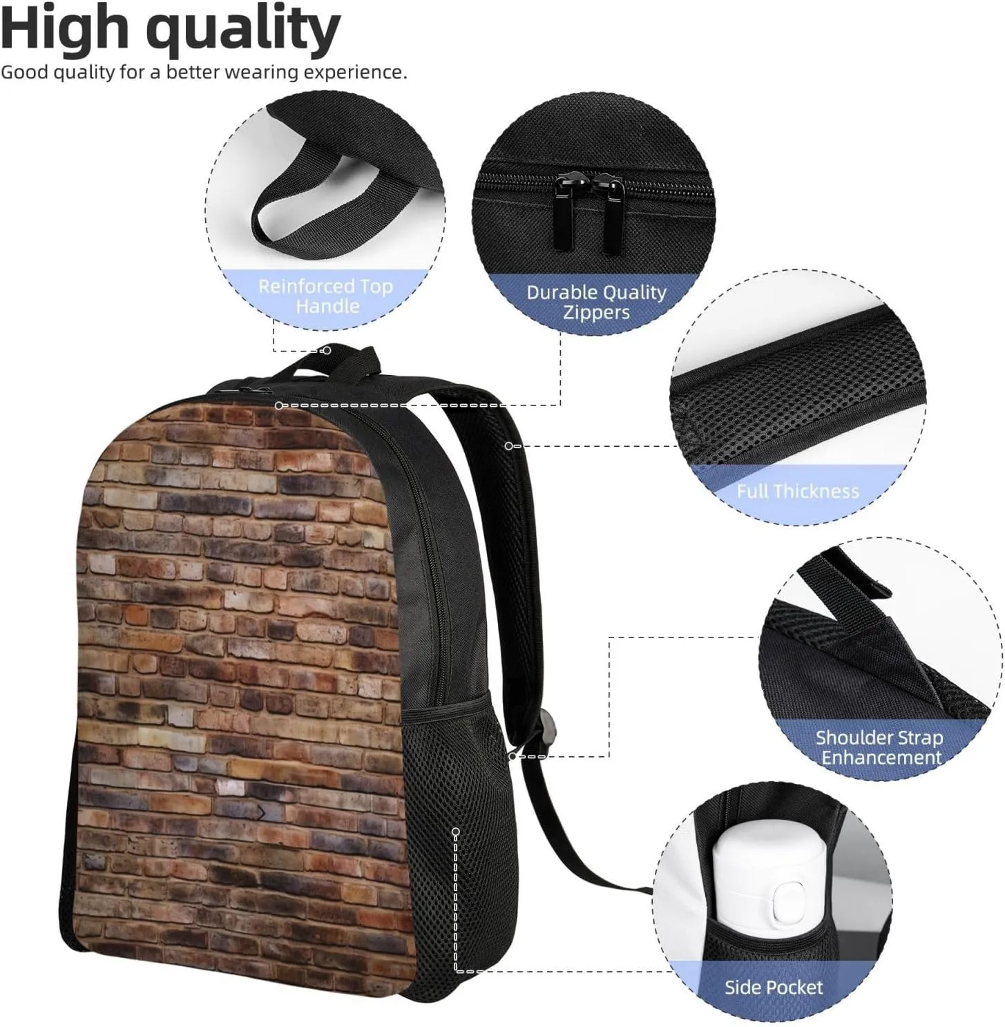 Laptop Backpack for Men Women Carry On Backpack Brick wall Backpack Lightweight Travel Bag Casual Daypack