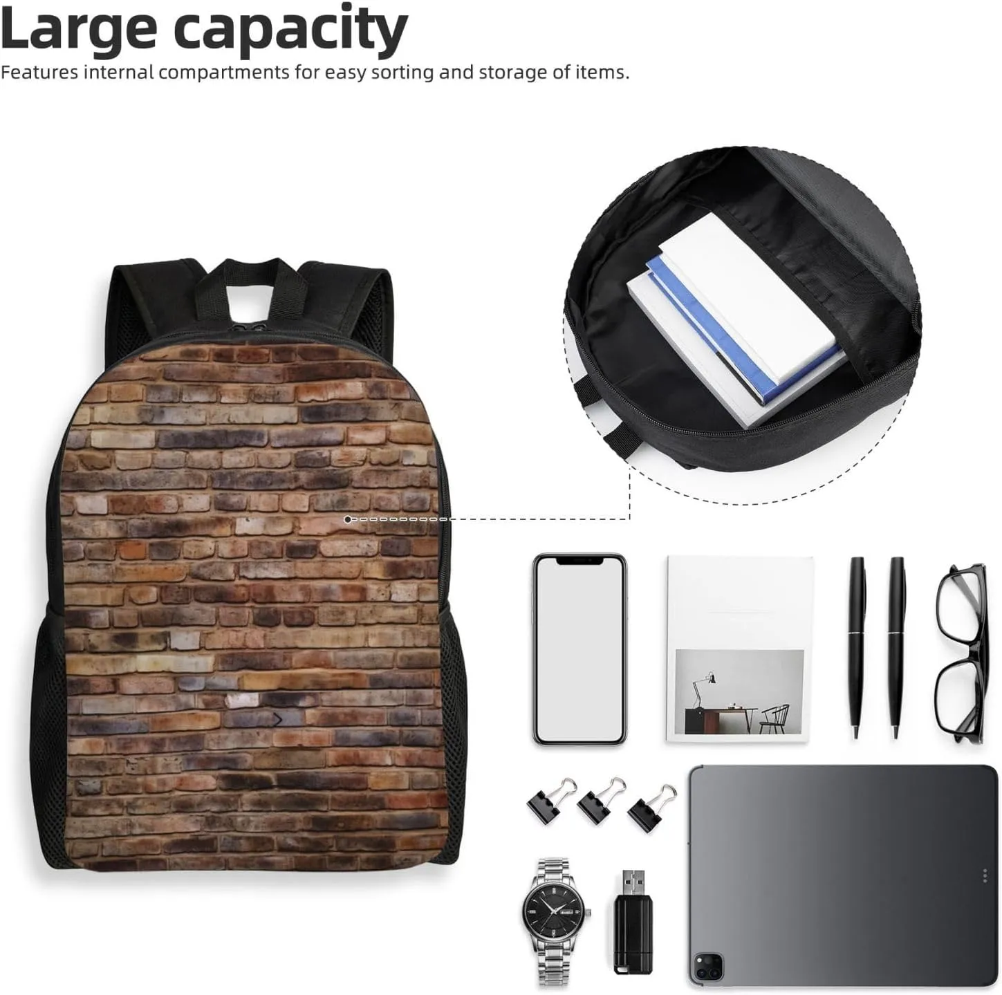 Laptop Backpack for Men Women Carry On Backpack Brick wall Backpack Lightweight Travel Bag Casual Daypack