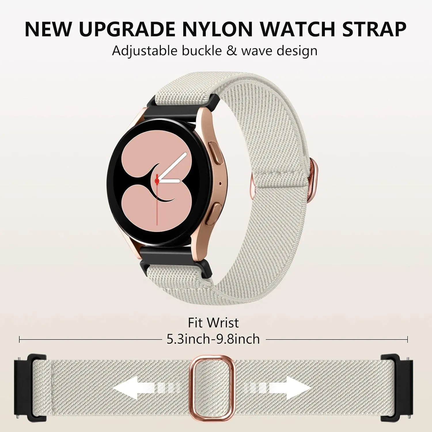 Lerobo 5 Pack Stretchy Bands Compatible with Samsung Galaxy Watch 7 6 5 4 FE Band 40mm 44mm 45mm/Watch 6 4 Classic 4 42mm 46mm 43mm 47mm/Active 2,20mm Soft Nylon Solo Loop Band Elastic Strap