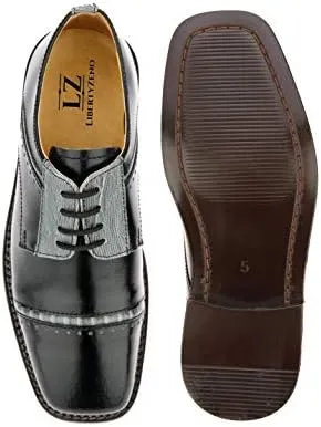 LIBERTYZENO Boys Crocodile Print & Plain Genuine Leather Kids & Toddlers Oxford Dress Shoes for Easter Gift