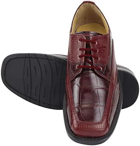 LIBERTYZENO Boys Crocodile Print & Plain Genuine Leather Kids & Toddlers Oxford Dress Shoes for Easter Gift