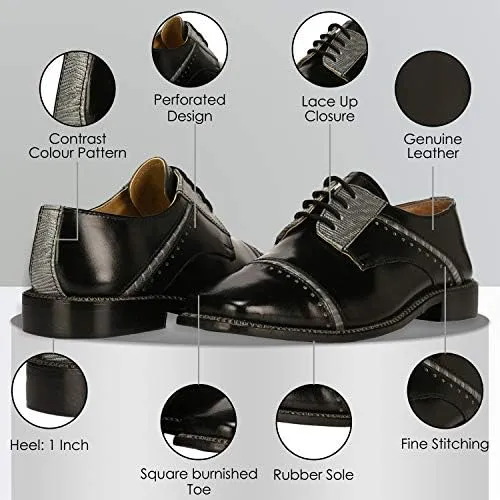 LIBERTYZENO Boys Crocodile Print & Plain Genuine Leather Kids & Toddlers Oxford Dress Shoes for Easter Gift