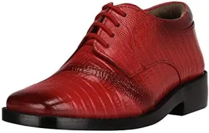 LIBERTYZENO Boys Lizard Print Genuine Leather Kids & Toddlers Lace Up Oxford Dress Shoes for Prom Graduation