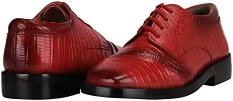 LIBERTYZENO Boys Lizard Print Genuine Leather Kids & Toddlers Lace Up Oxford Dress Shoes for Prom Graduation