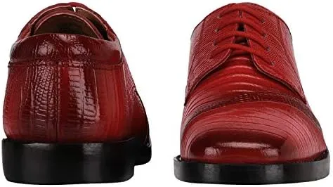 LIBERTYZENO Boys Lizard Print Genuine Leather Kids & Toddlers Lace Up Oxford Dress Shoes for Prom Graduation